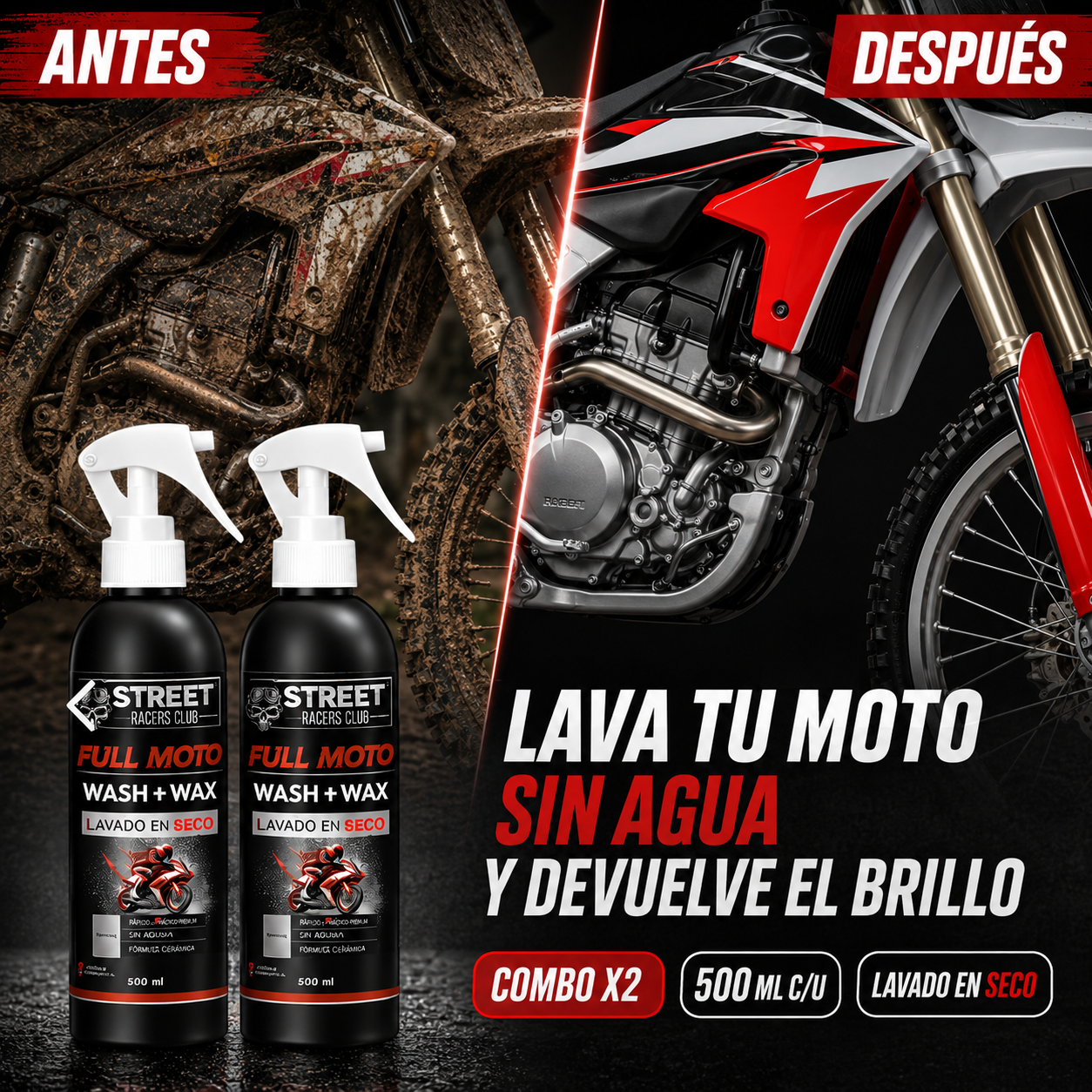 Combo Lavado en Seco para Moto x2