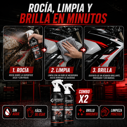 Combo Lavado en Seco para Moto x2